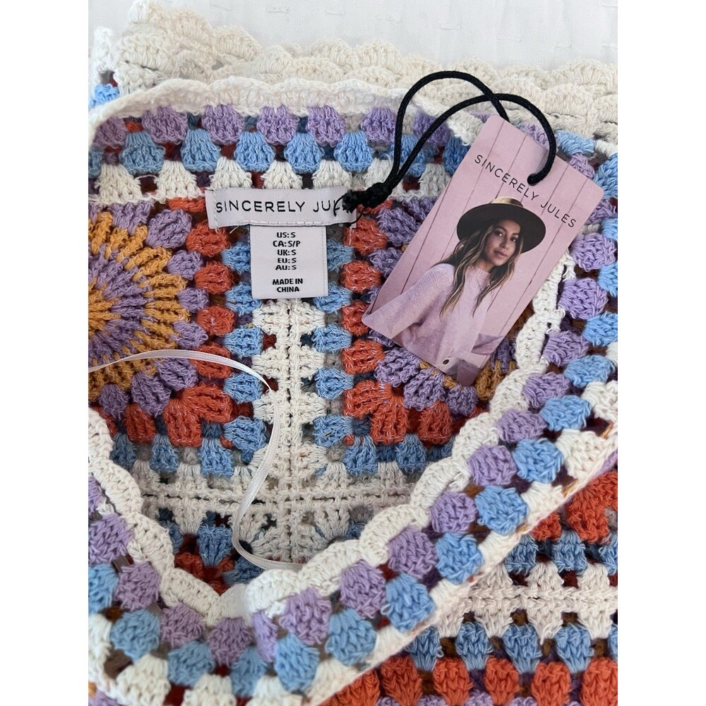 NWT Sincerely Jules Crochet Cropped Sweater 100% Cotton Size Small - Picture 7 of 8